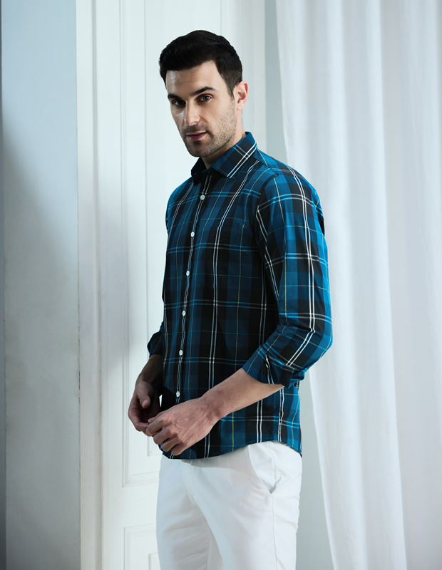 Midnight Mirage Cotton Check Shirt